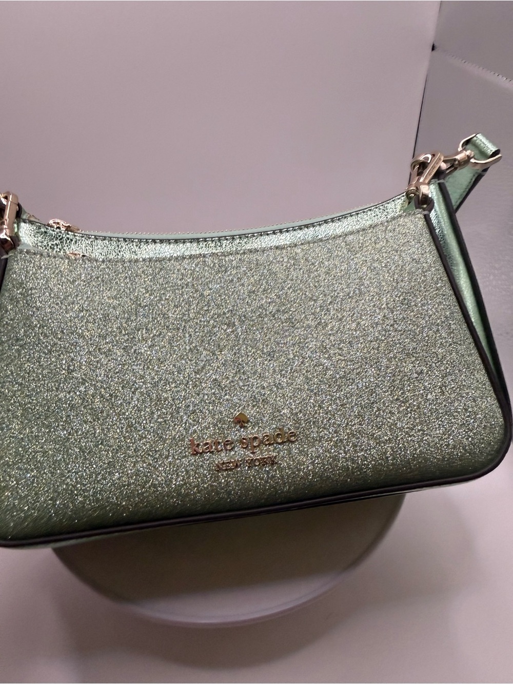 kate spade Glitter Mint Mini Shoulder Bag with Gold Hardware